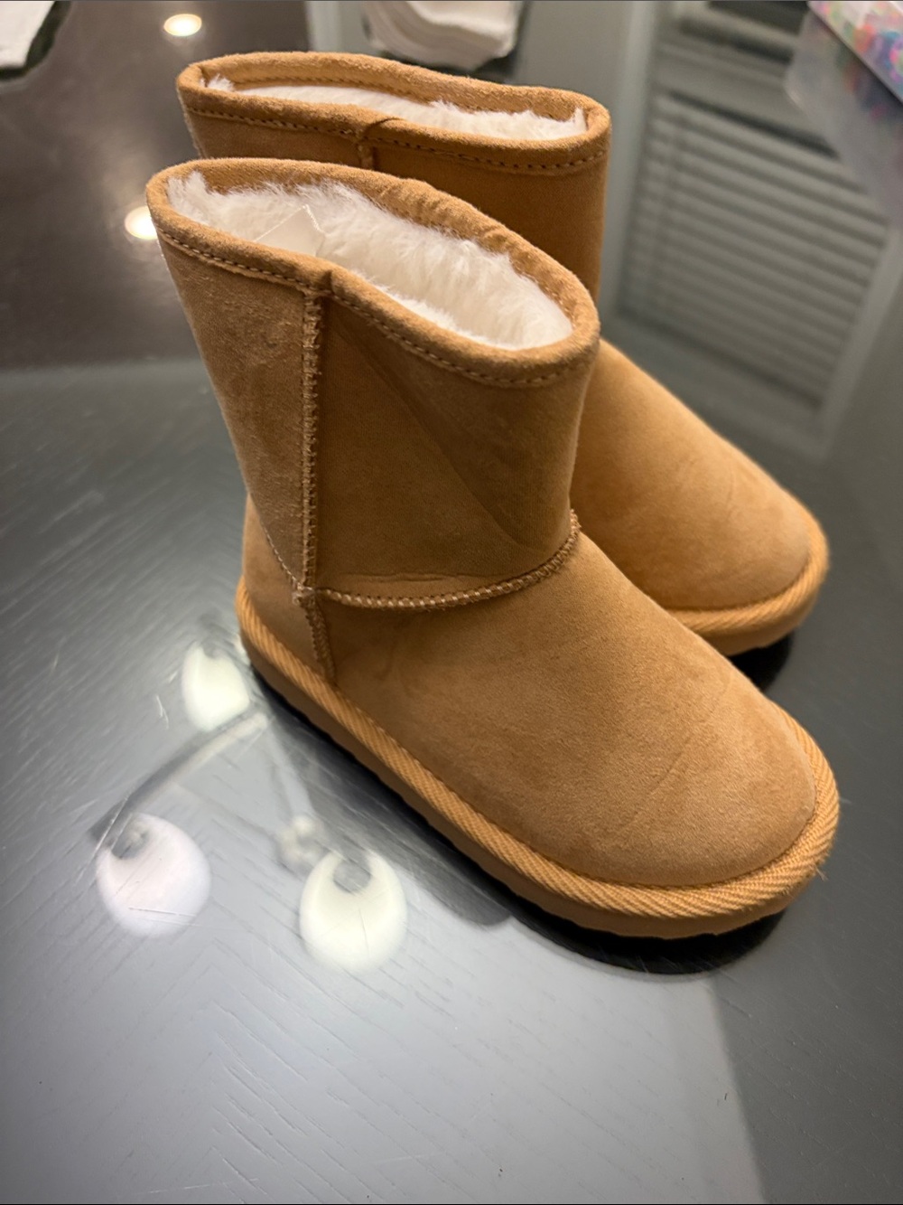 Old Navy Tan Shearling-Lined Kids Boots